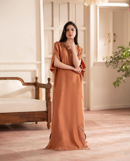 Terracotta Kaftan-Style Dress