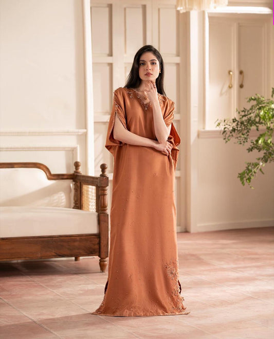 Terracotta Kaftan-Style Dress