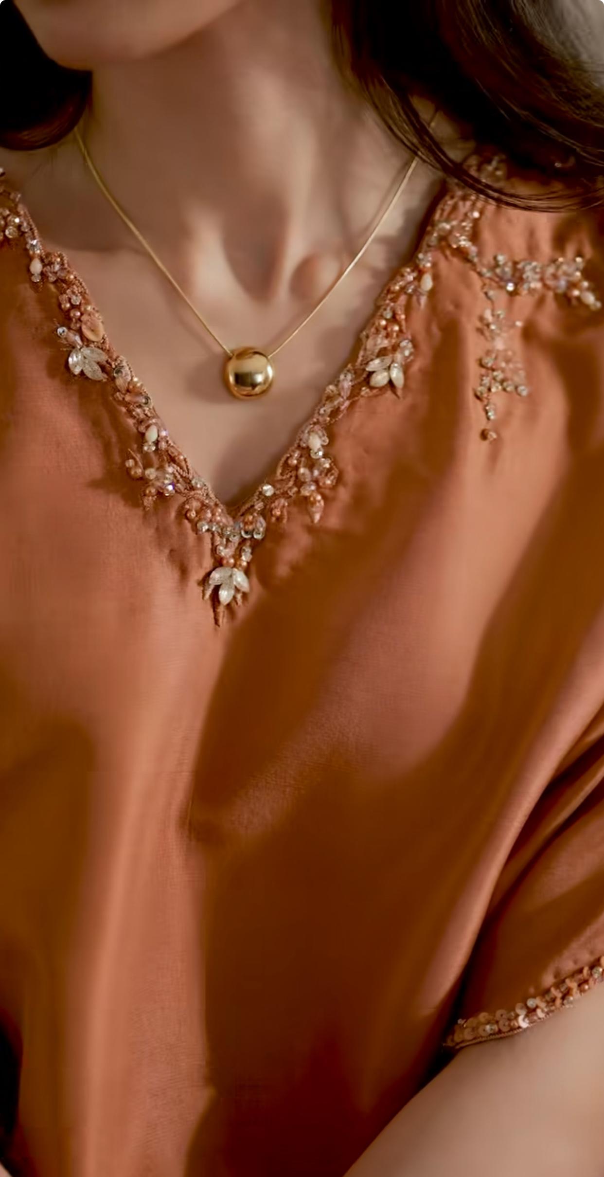 Terracotta Kaftan-Style Dress
