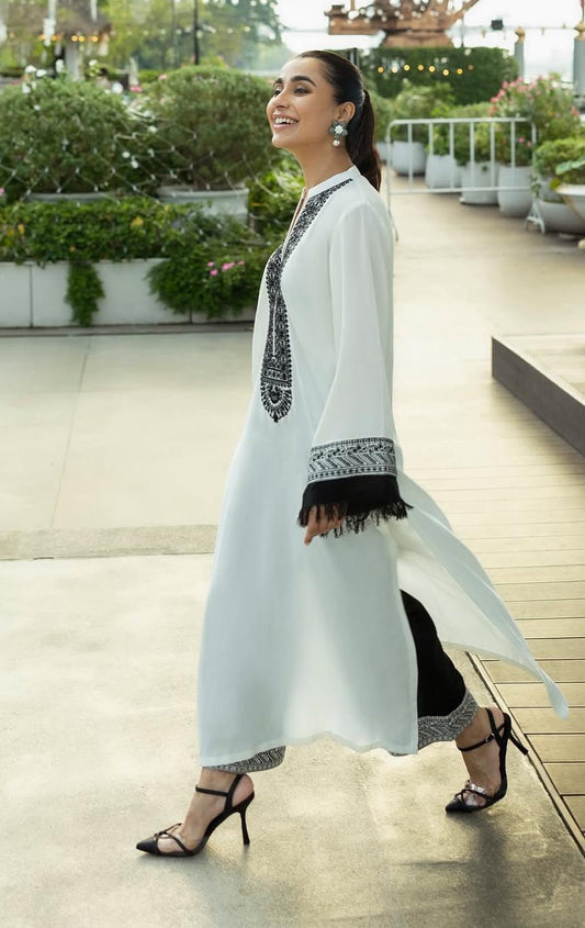 Ivory Elegance Embroidered Kaftan