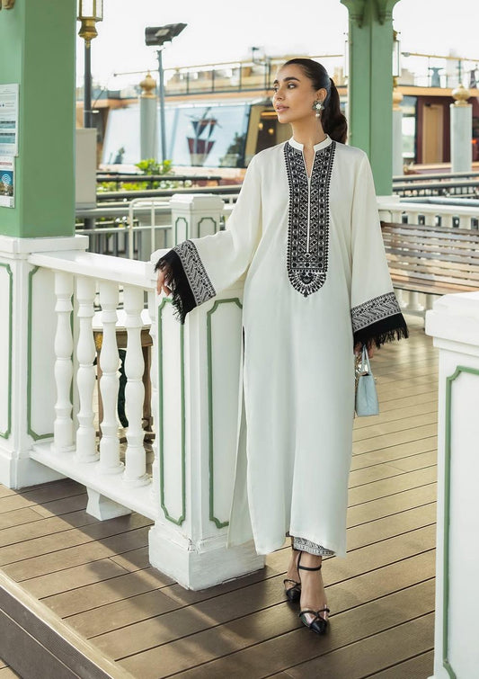 Ivory Elegance Embroidered Kaftan