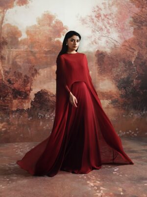 Crimson Majesty Cape Gown